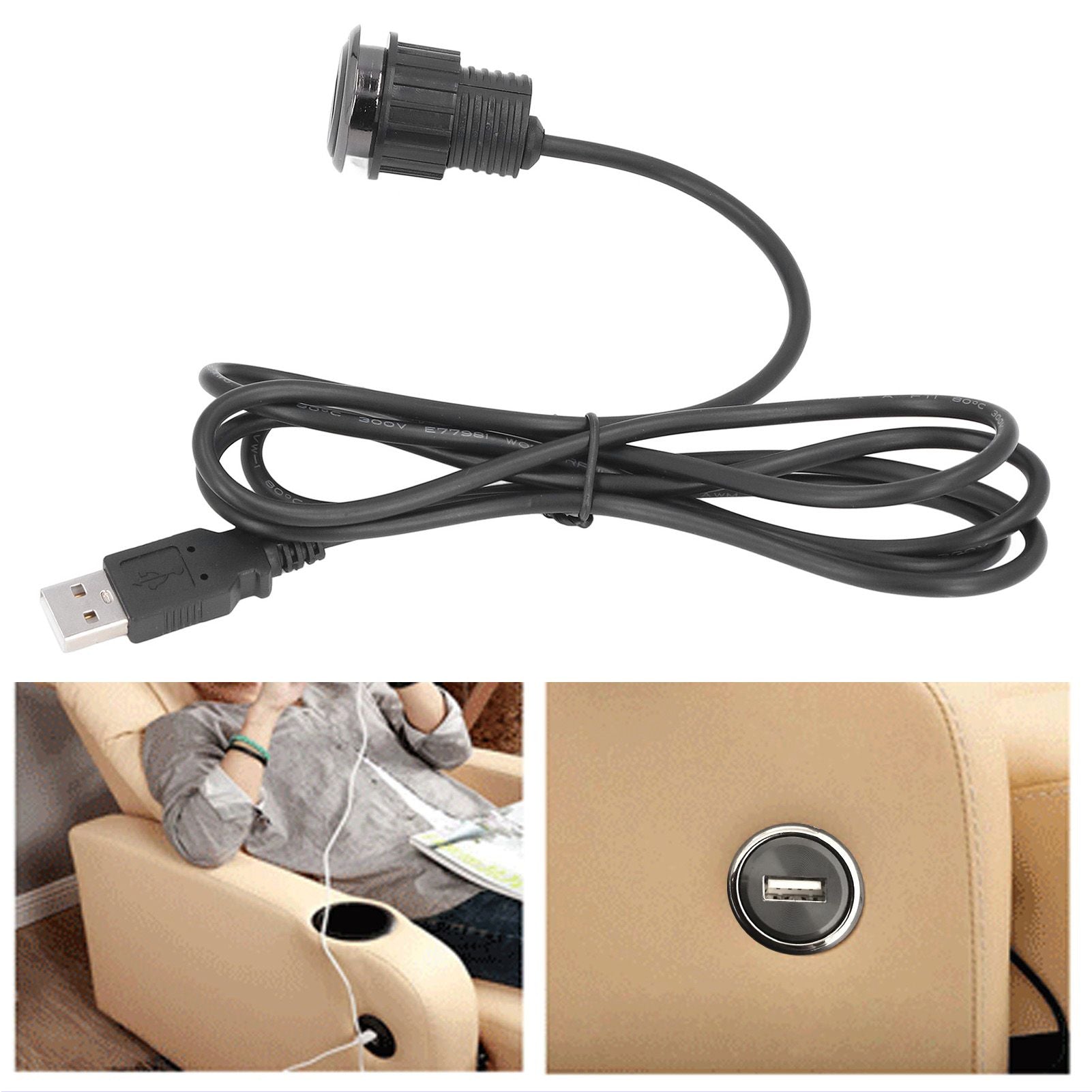 Recessed USB Charging Grommet Good Protection Fast Charge Embedded Installation 5V Desk USB Power Grommet for V1294-YM0523-3113220031911