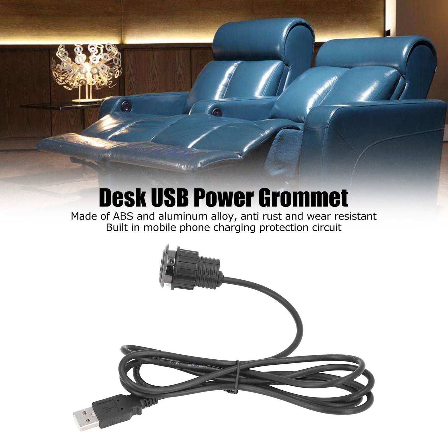 Recessed USB Charging Grommet Good Protection Fast Charge Embedded Installation 5V Desk USB Power Grommet for V1294-YM0523-3113220031911