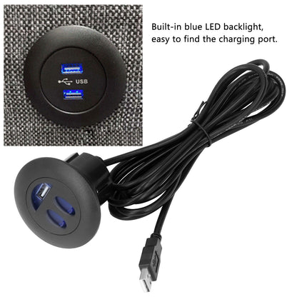 5V USB Charging Socket Outlet with 2.5m/8.2ft Power Cord Embedded Installation for Home Bedside Sofa Recliner V1294-YM0523-3113220032211