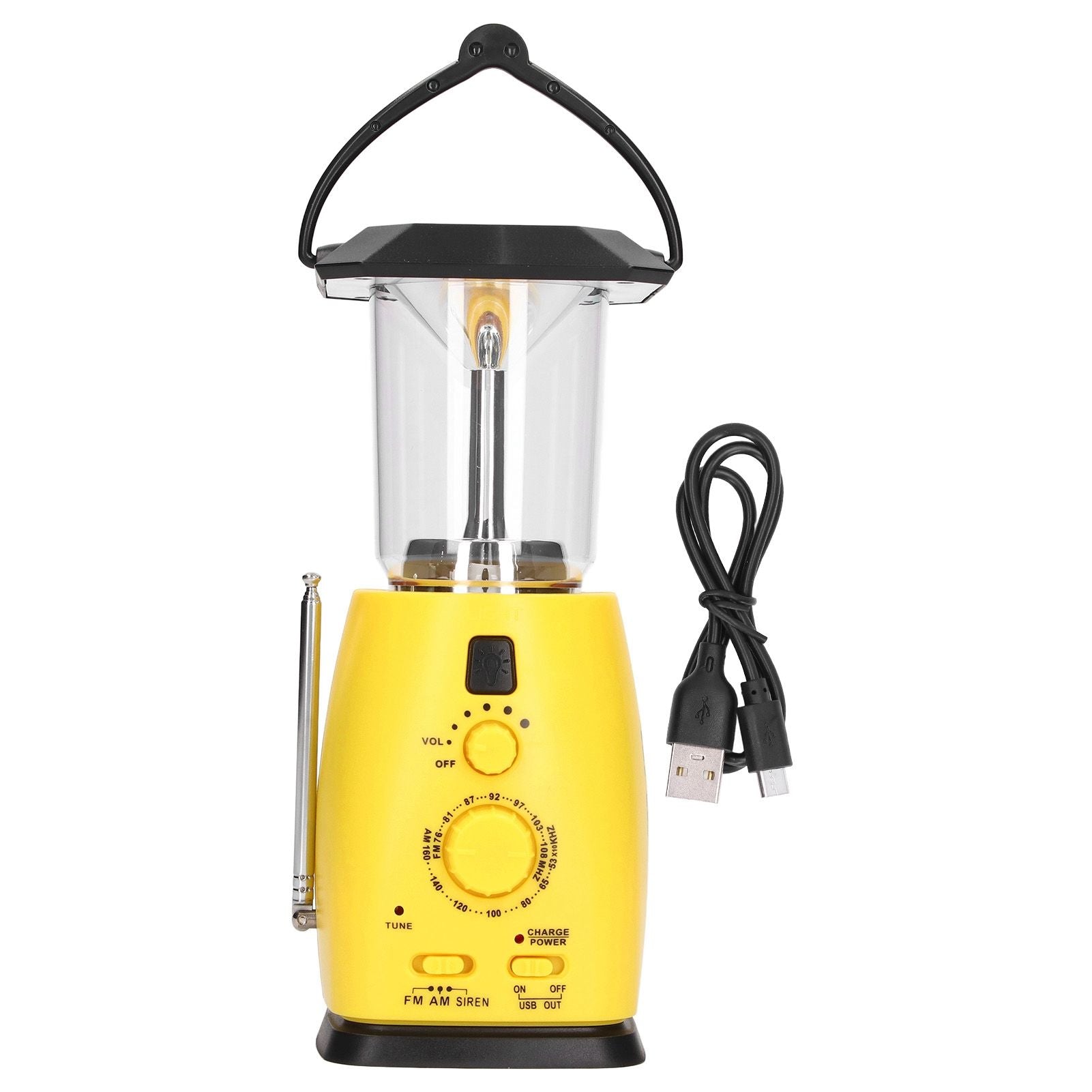LED Camping Lantern Solar Hand Crank Battery Charging Adjustable Brightness 8 LEDs Support FM AM Function LED V1294-YM0523-3113220032711