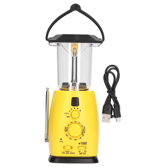 LED Camping Lantern Solar Hand Crank Battery Charging Adjustable Brightness 8 LEDs Support FM AM Function LED V1294-YM0523-3113220032711