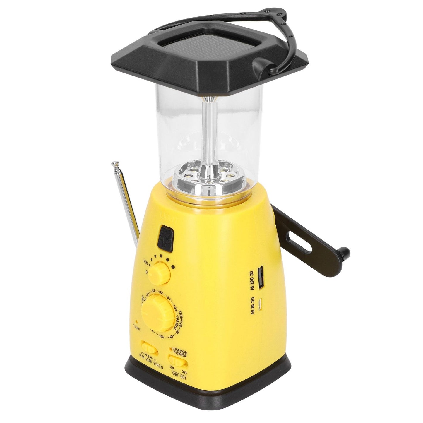 LED Camping Lantern Solar Hand Crank Battery Charging Adjustable Brightness 8 LEDs Support FM AM Function LED V1294-YM0523-3113220032711