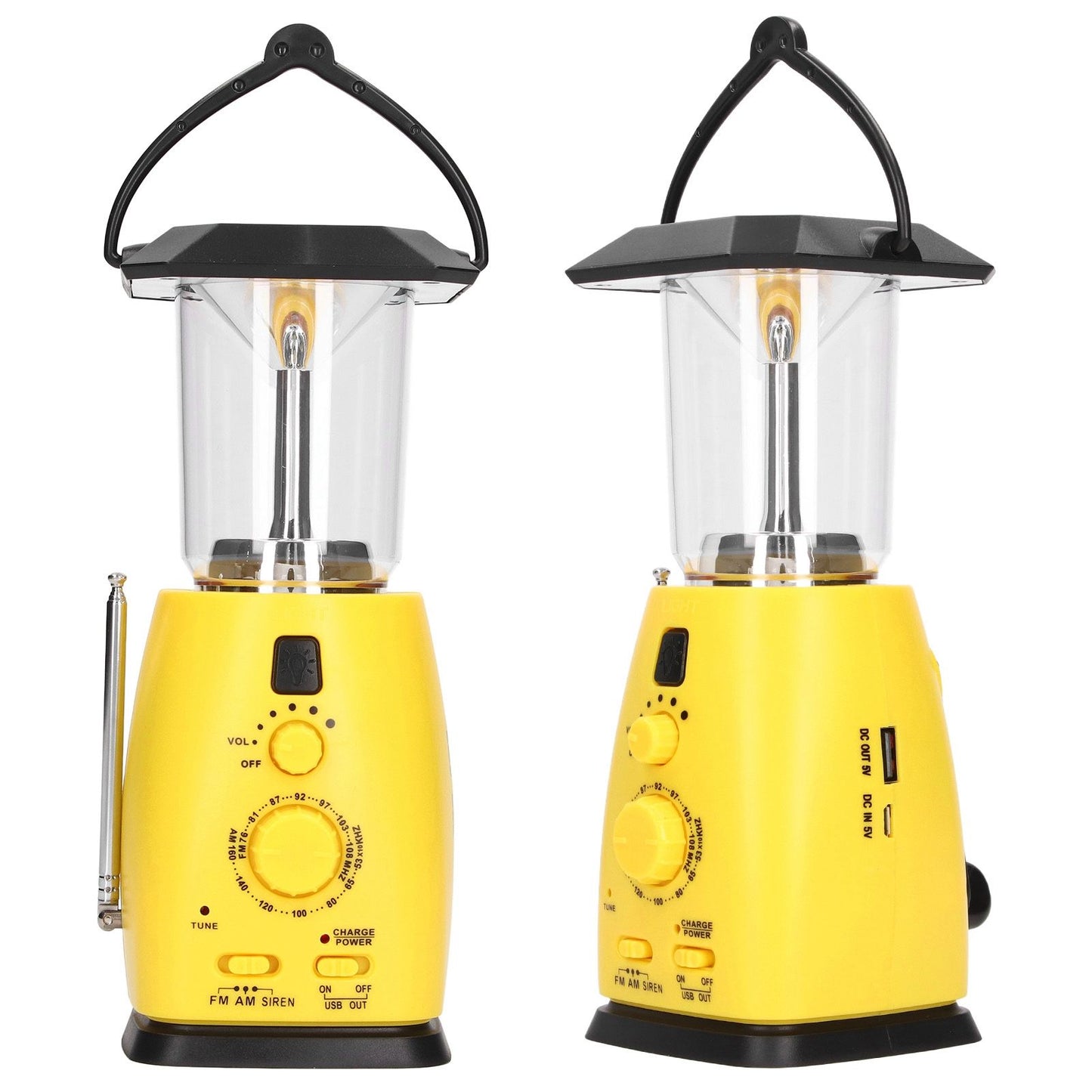 LED Camping Lantern Solar Hand Crank Battery Charging Adjustable Brightness 8 LEDs Support FM AM Function LED V1294-YM0523-3113220032711