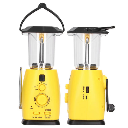 LED Camping Lantern Solar Hand Crank Battery Charging Adjustable Brightness 8 LEDs Support FM AM Function LED V1294-YM0523-3113220032711