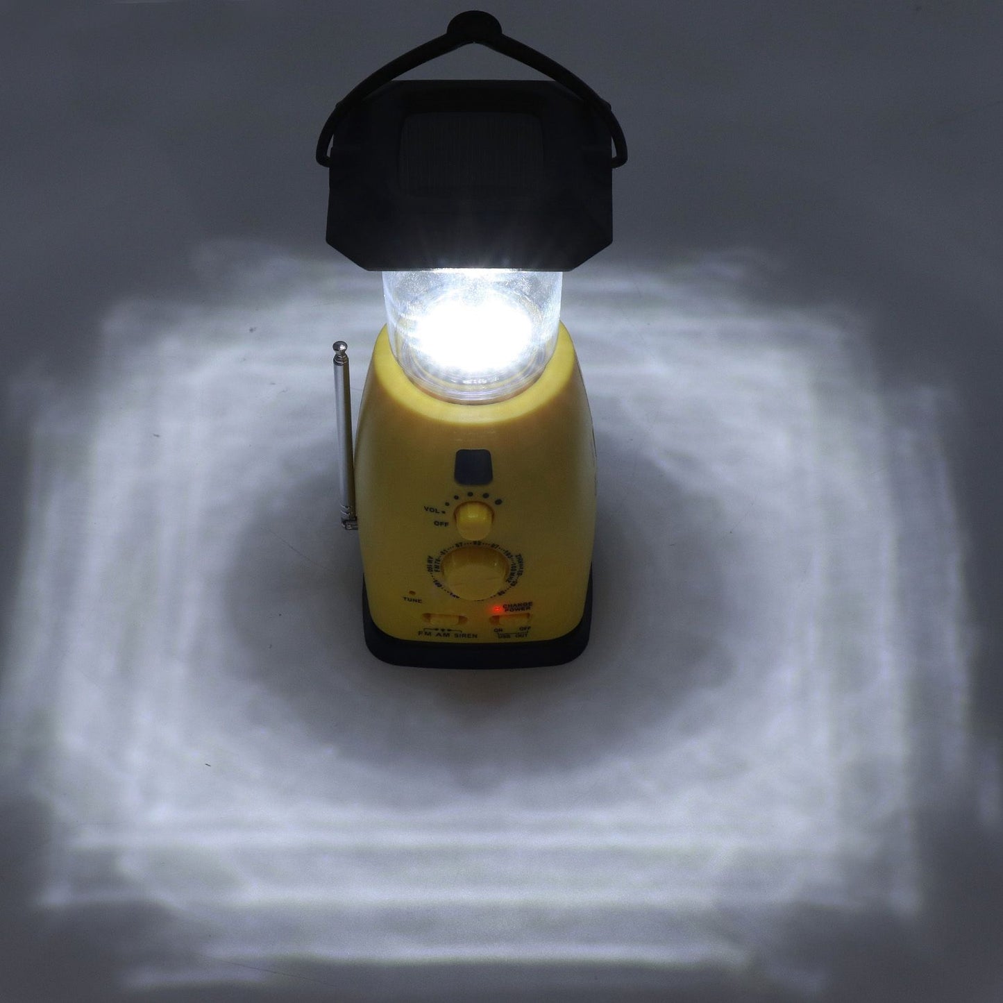 LED Camping Lantern Solar Hand Crank Battery Charging Adjustable Brightness 8 LEDs Support FM AM Function LED V1294-YM0523-3113220032711