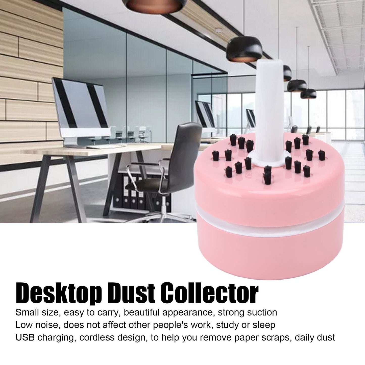 Desktop Dust Collector Table Dust Cleaner USB Charging Portable Mini Dust Catcher for Office HouseholdPink V1294-YM0523-3113220033611