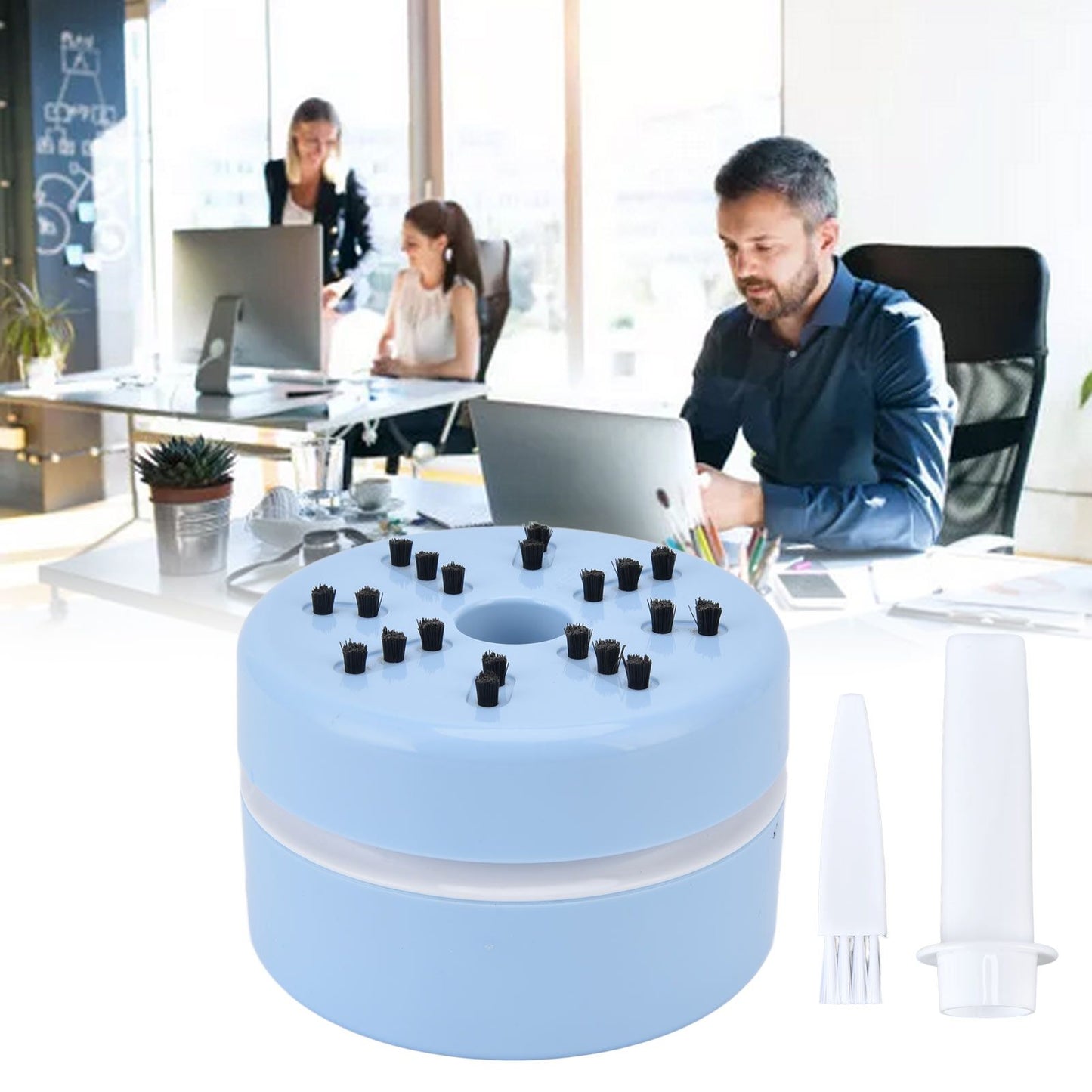 Desktop Dust Collector Table Dust Cleaner USB Charging Portable Mini Dust Catcher for Office HouseholdBlue V1294-YM0523-3113220033612
