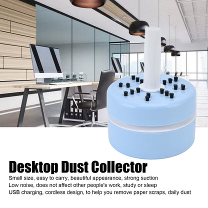 Desktop Dust Collector Table Dust Cleaner USB Charging Portable Mini Dust Catcher for Office HouseholdBlue V1294-YM0523-3113220033612