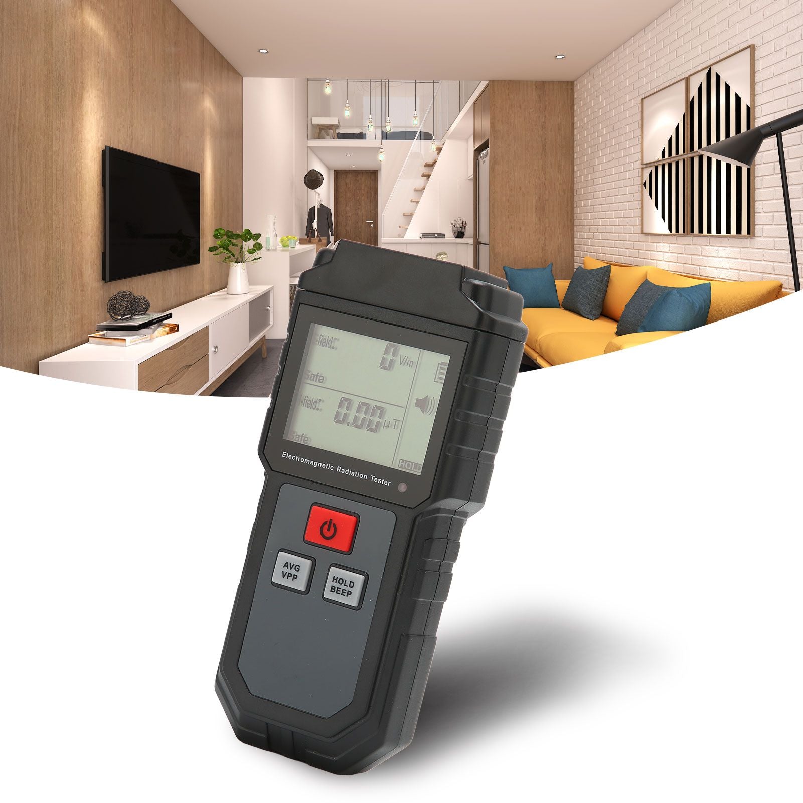 Electromagnetic Radiation Tester 1V/M-1999V/M LCD EMF Meter with Sound Light Alarm for Home Appliance V1294-YM0523-3113220034211