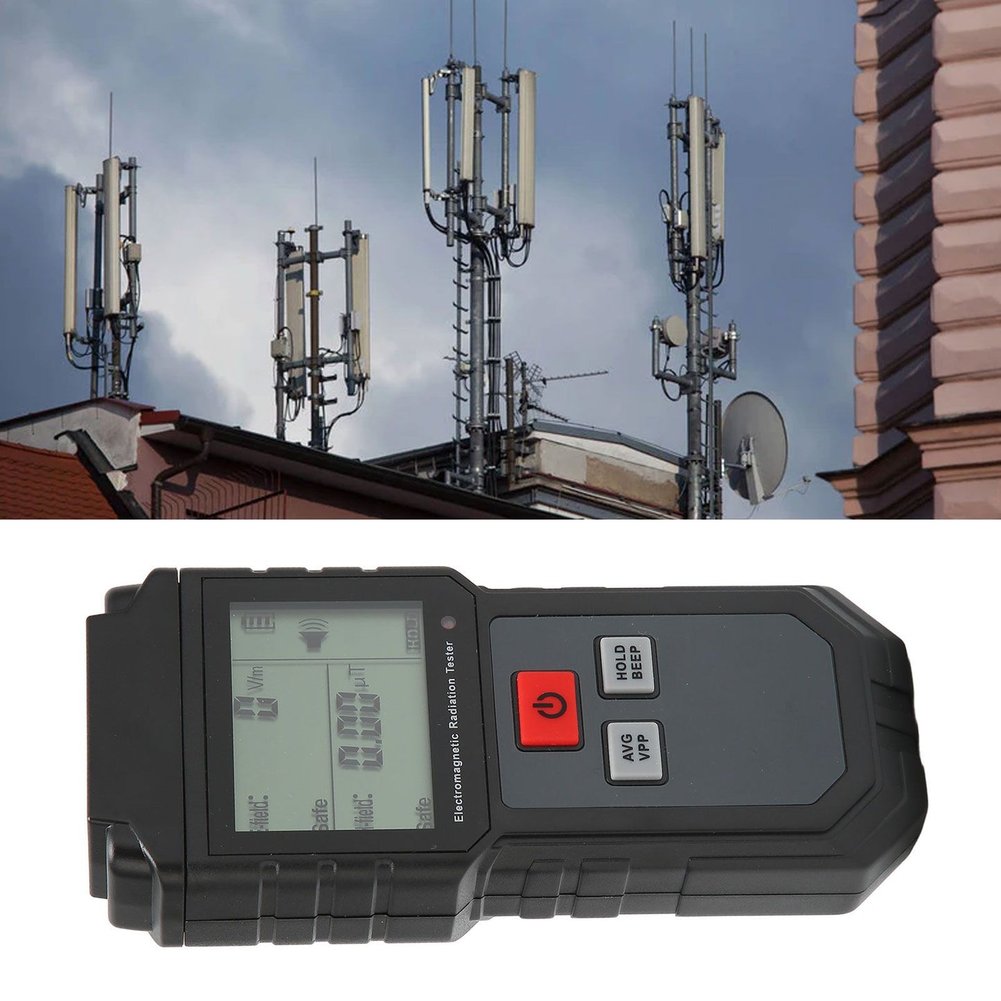 Electromagnetic Radiation Tester 1V/M-1999V/M LCD EMF Meter with Sound Light Alarm for Home Appliance V1294-YM0523-3113220034211