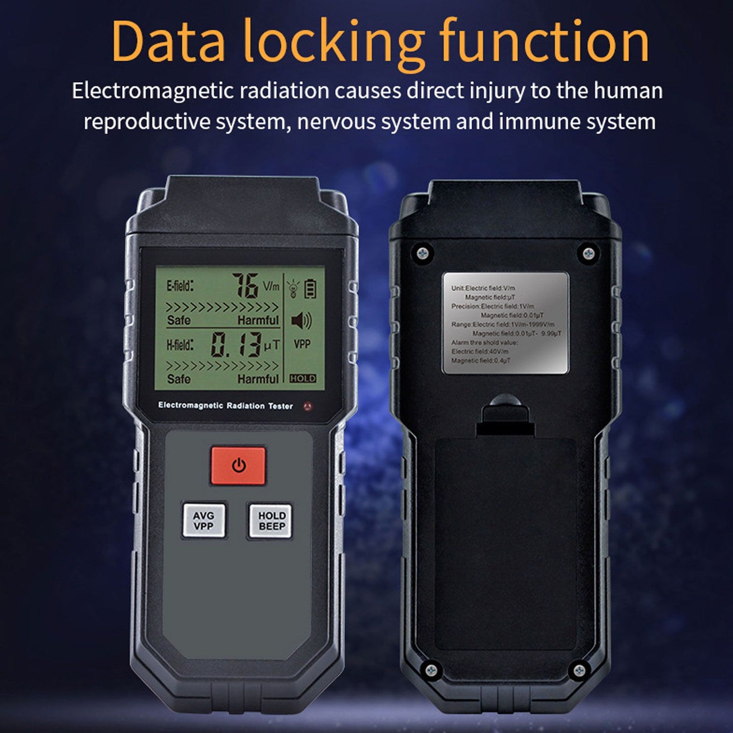 Electromagnetic Radiation Tester 1V/M-1999V/M LCD EMF Meter with Sound Light Alarm for Home Appliance V1294-YM0523-3113220034211