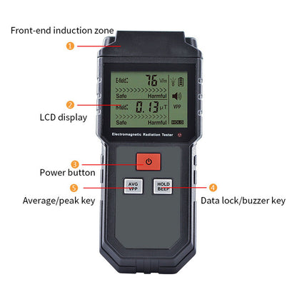Electromagnetic Radiation Tester 1V/M-1999V/M LCD EMF Meter with Sound Light Alarm for Home Appliance V1294-YM0523-3113220034211