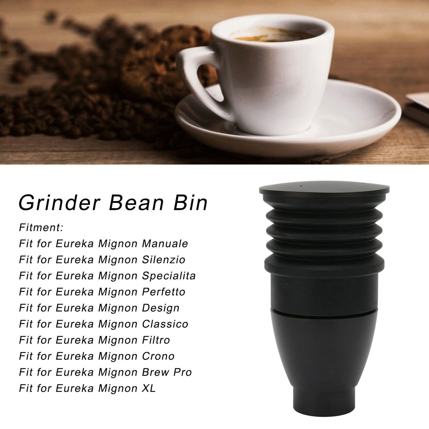 60g Grinder Blowing Bean Bin Aluminium Alloy Coffee Grinder Cleaning Tool for Eureka MignonBlack V1294-YM0523-3113220034811