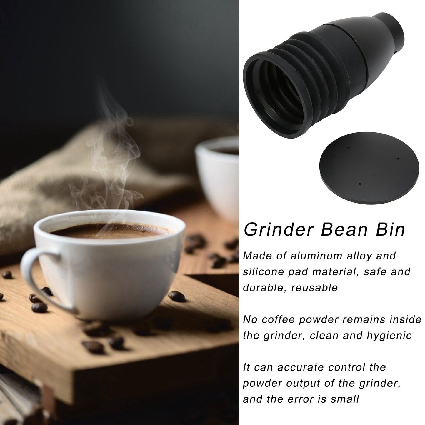 60g Grinder Blowing Bean Bin Aluminium Alloy Coffee Grinder Cleaning Tool for Eureka MignonBlack V1294-YM0523-3113220034811