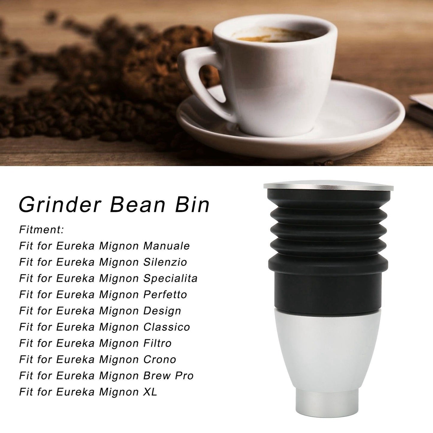 60g Grinder Blowing Bean Bin Aluminium Alloy Coffee Grinder Cleaning Tool for Eureka MignonSilver V1294-YM0523-3113220034812
