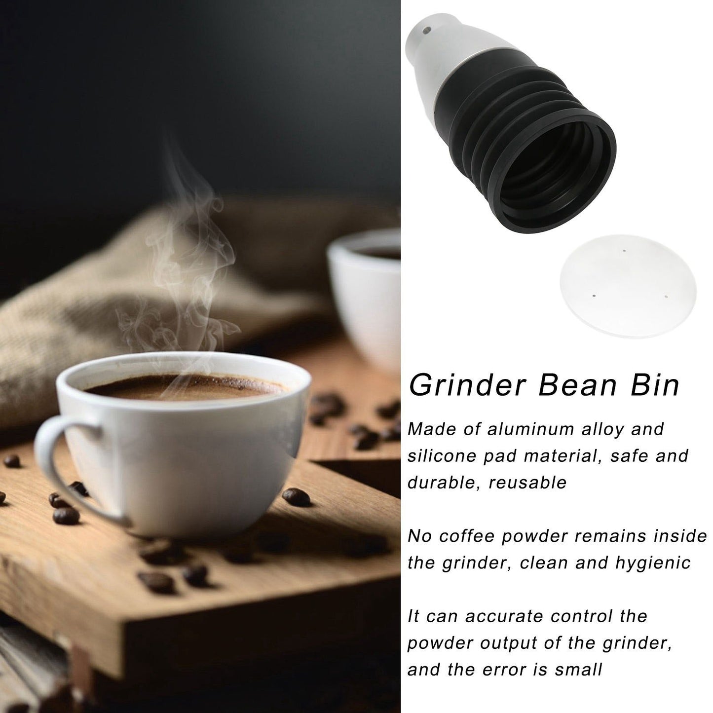 60g Grinder Blowing Bean Bin Aluminium Alloy Coffee Grinder Cleaning Tool for Eureka MignonSilver V1294-YM0523-3113220034812