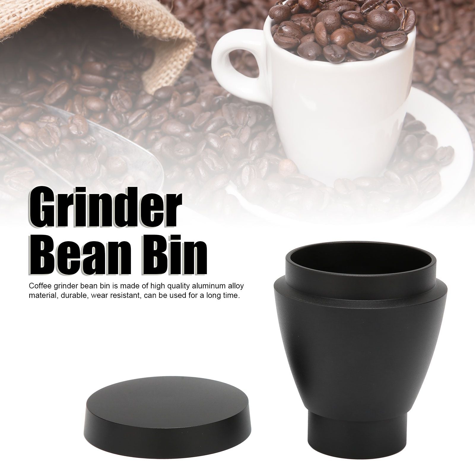 60g Coffee Grinder Bean Bin Reusable Aluminium Alloy Coffee Grinder Accessories for Eureka MignonBlack V1294-YM0523-3113220034911