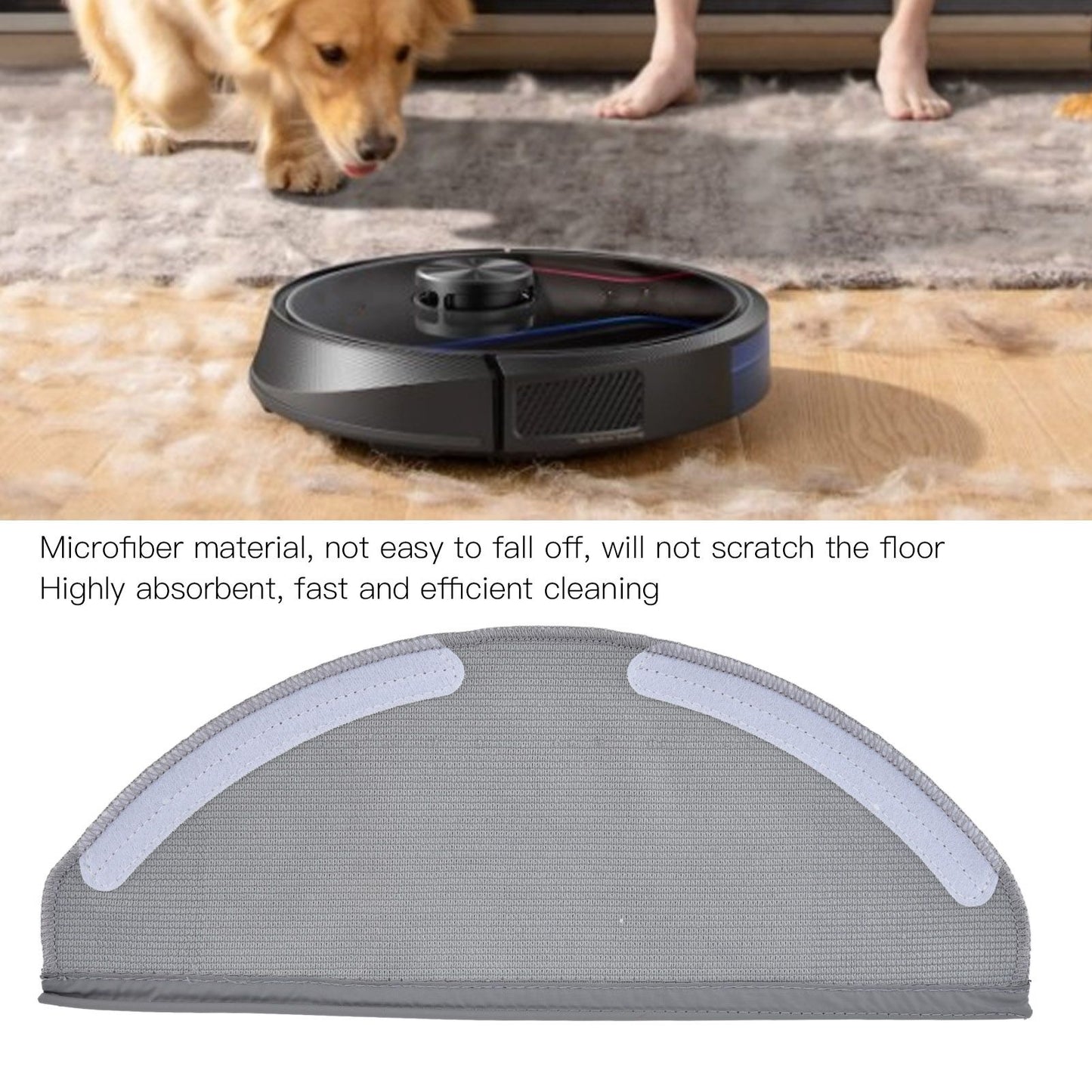 2Pcs Robot Vacuum Replacement Mopping Cloths Strong Water Absorption Soft Microfiber Washable Replacement V1294-YM0523-3113220035411