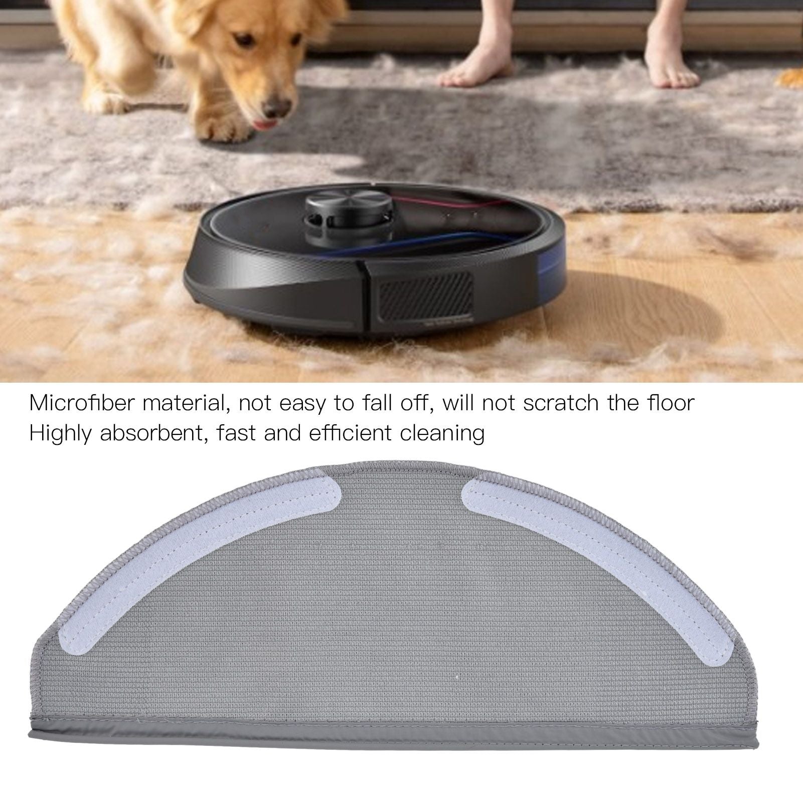 2Pcs Robot Vacuum Replacement Mopping Cloths Strong Water Absorption Soft Microfiber Washable Replacement V1294-YM0523-3113220035411