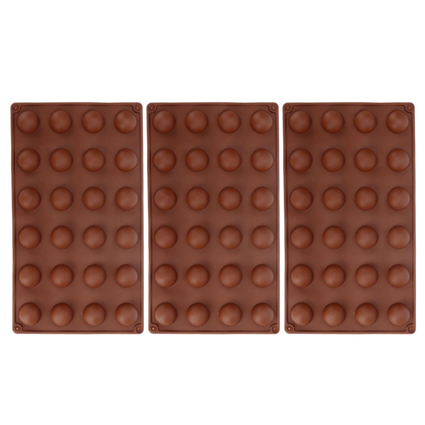3pcs Silicone Mould 24-Hole Soft Semi Sphere Baking Mold for Chocolate Jelly Mousse Soap V1294-YM0523-3113220036211