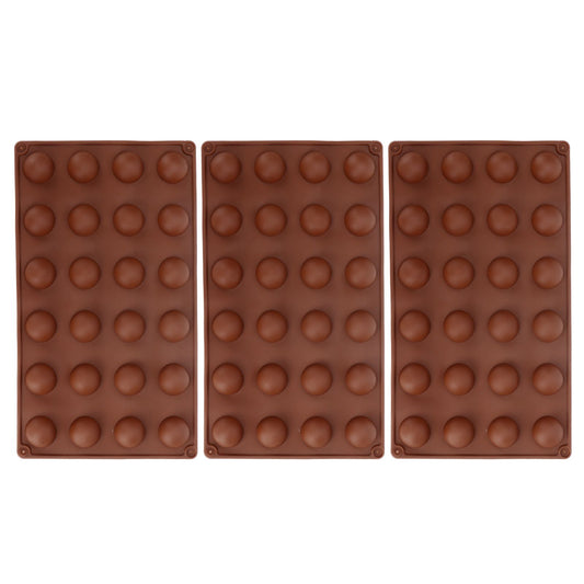 3pcs Silicone Mould 24-Hole Soft Semi Sphere Baking Mold for Chocolate Jelly Mousse Soap V1294-YM0523-3113220036211
