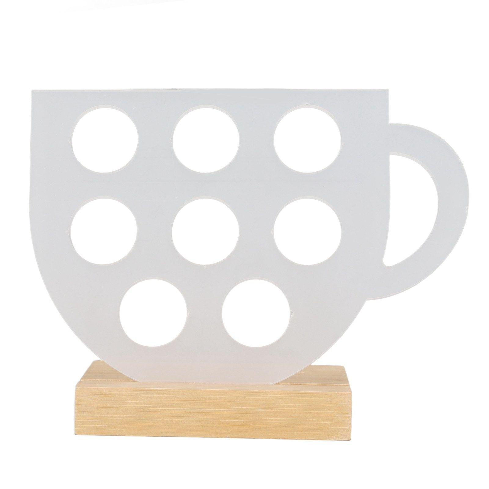 8 Holes Capsule Coffee Stand Cup Shape Acrylic Coffee Pods Storage Holder with Bamboo Base V1294-YM0523-3113220037611