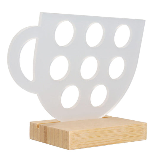 8 Holes Capsule Coffee Stand Cup Shape Acrylic Coffee Pods Storage Holder with Bamboo Base V1294-YM0523-3113220037611
