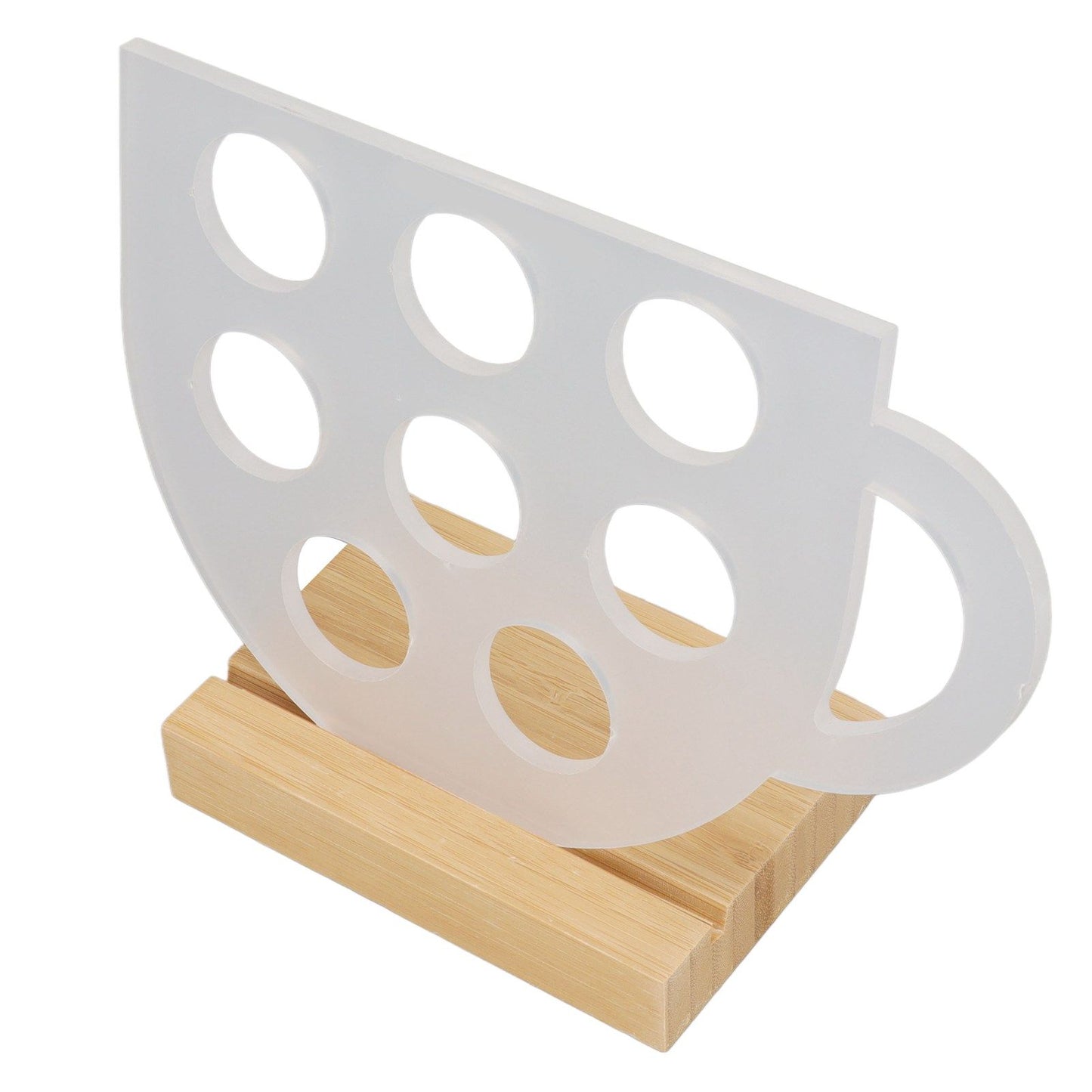 8 Holes Capsule Coffee Stand Cup Shape Acrylic Coffee Pods Storage Holder with Bamboo Base V1294-YM0523-3113220037611