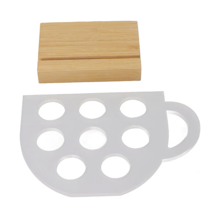 8 Holes Capsule Coffee Stand Cup Shape Acrylic Coffee Pods Storage Holder with Bamboo Base V1294-YM0523-3113220037611