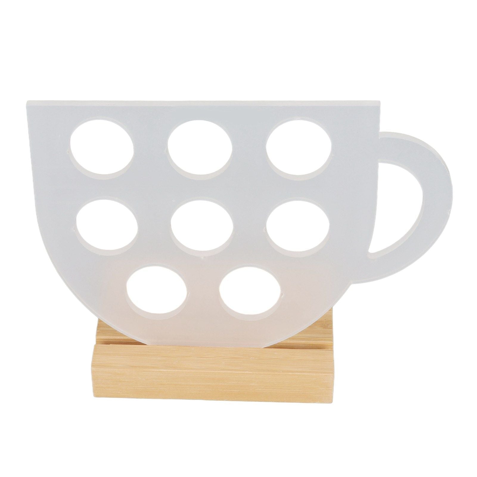 8 Holes Capsule Coffee Stand Cup Shape Acrylic Coffee Pods Storage Holder with Bamboo Base V1294-YM0523-3113220037611