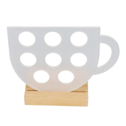 8 Holes Capsule Coffee Stand Cup Shape Acrylic Coffee Pods Storage Holder with Bamboo Base V1294-YM0523-3113220037611