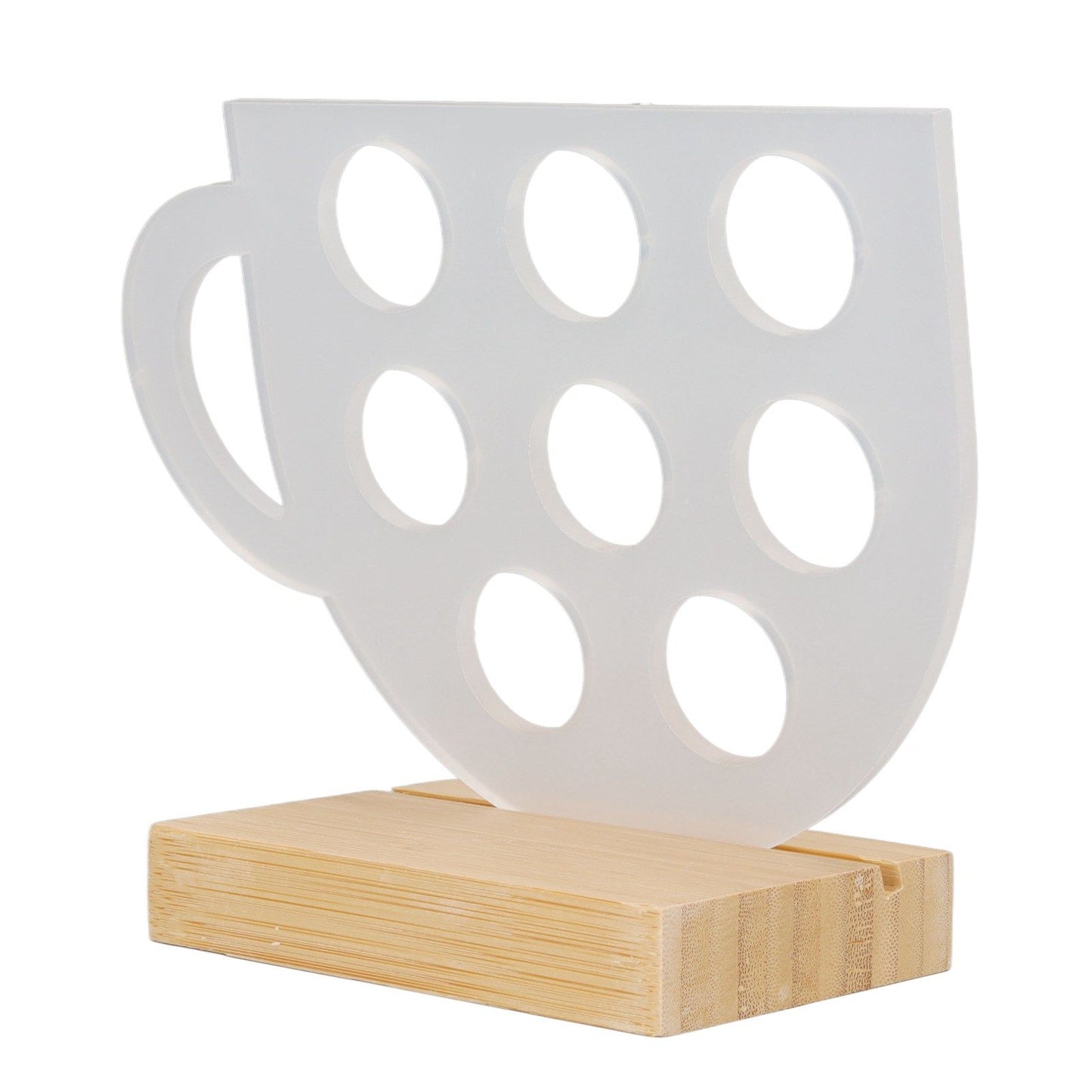8 Holes Capsule Coffee Stand Cup Shape Acrylic Coffee Pods Storage Holder with Bamboo Base V1294-YM0523-3113220037611