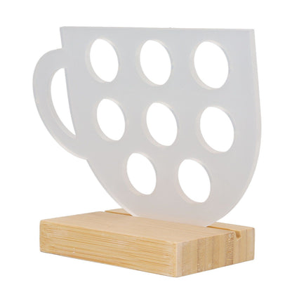 8 Holes Capsule Coffee Stand Cup Shape Acrylic Coffee Pods Storage Holder with Bamboo Base V1294-YM0523-3113220037611