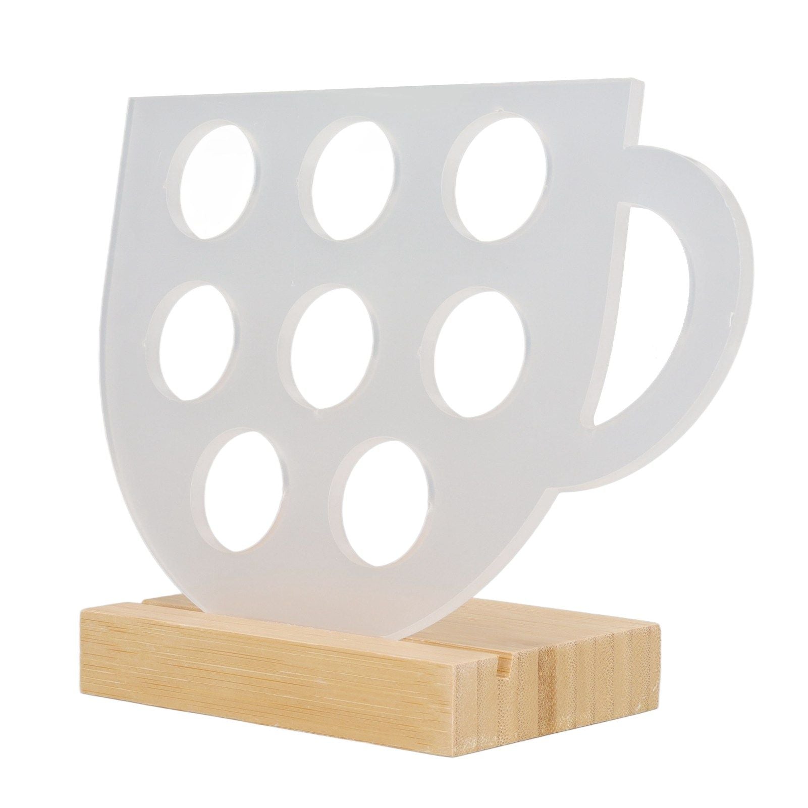 8 Holes Capsule Coffee Stand Cup Shape Acrylic Coffee Pods Storage Holder with Bamboo Base V1294-YM0523-3113220037611