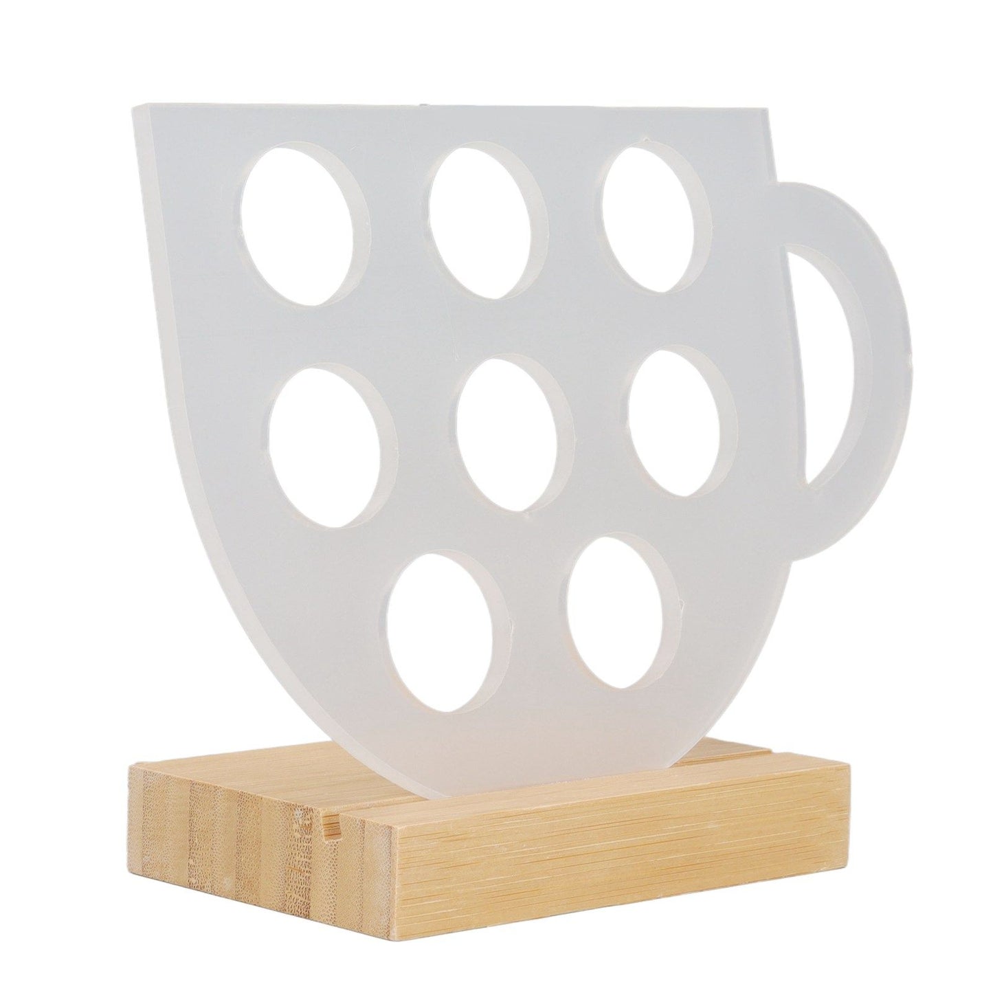 8 Holes Capsule Coffee Stand Cup Shape Acrylic Coffee Pods Storage Holder with Bamboo Base V1294-YM0523-3113220037611