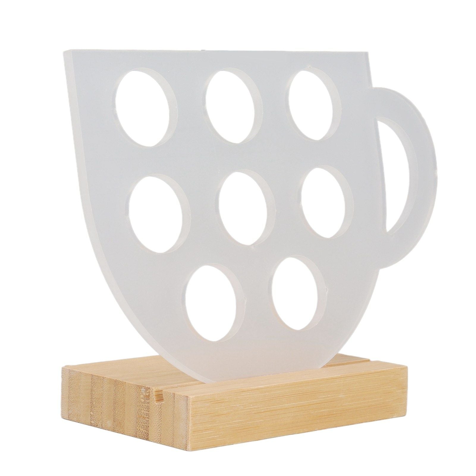8 Holes Capsule Coffee Stand Cup Shape Acrylic Coffee Pods Storage Holder with Bamboo Base V1294-YM0523-3113220037611