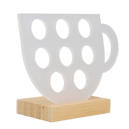 8 Holes Capsule Coffee Stand Cup Shape Acrylic Coffee Pods Storage Holder with Bamboo Base V1294-YM0523-3113220037611