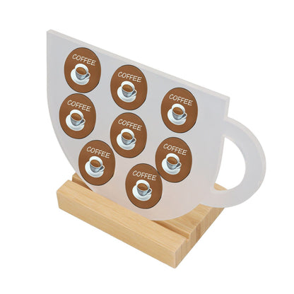 8 Holes Capsule Coffee Stand Cup Shape Acrylic Coffee Pods Storage Holder with Bamboo Base V1294-YM0523-3113220037611