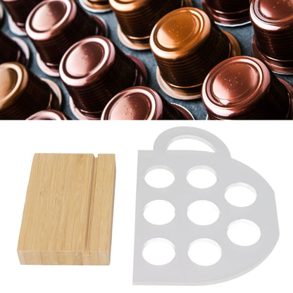 8 Holes Capsule Coffee Stand Cup Shape Acrylic Coffee Pods Storage Holder with Bamboo Base V1294-YM0523-3113220037611