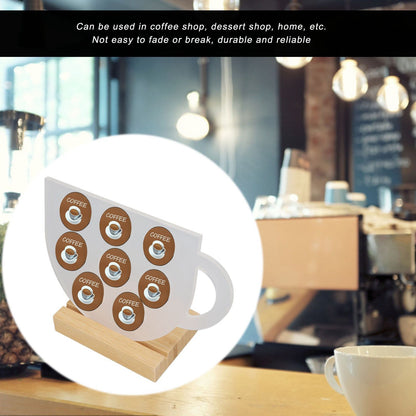 8 Holes Capsule Coffee Stand Cup Shape Acrylic Coffee Pods Storage Holder with Bamboo Base V1294-YM0523-3113220037611