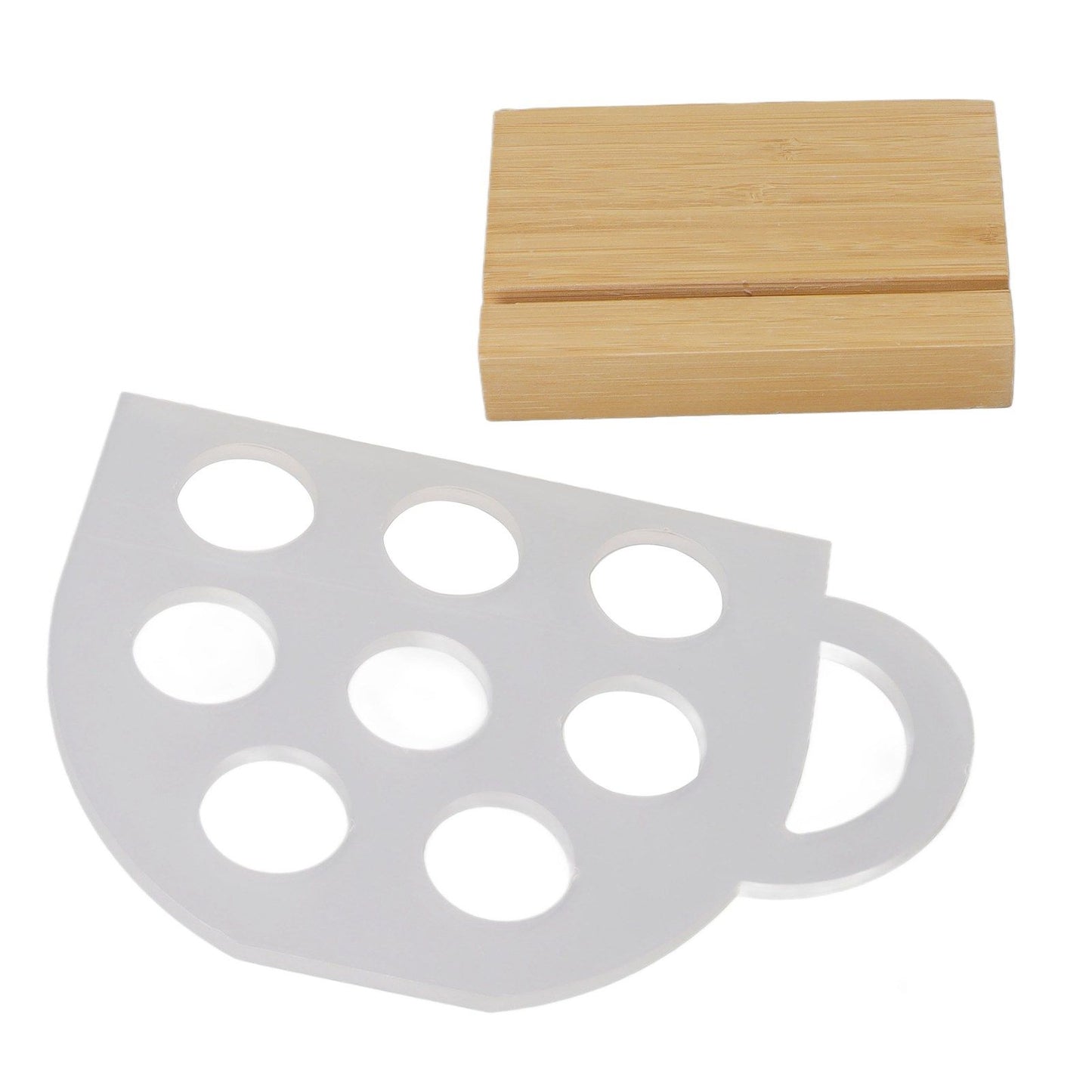 8 Holes Capsule Coffee Stand Cup Shape Acrylic Coffee Pods Storage Holder with Bamboo Base V1294-YM0523-3113220037611