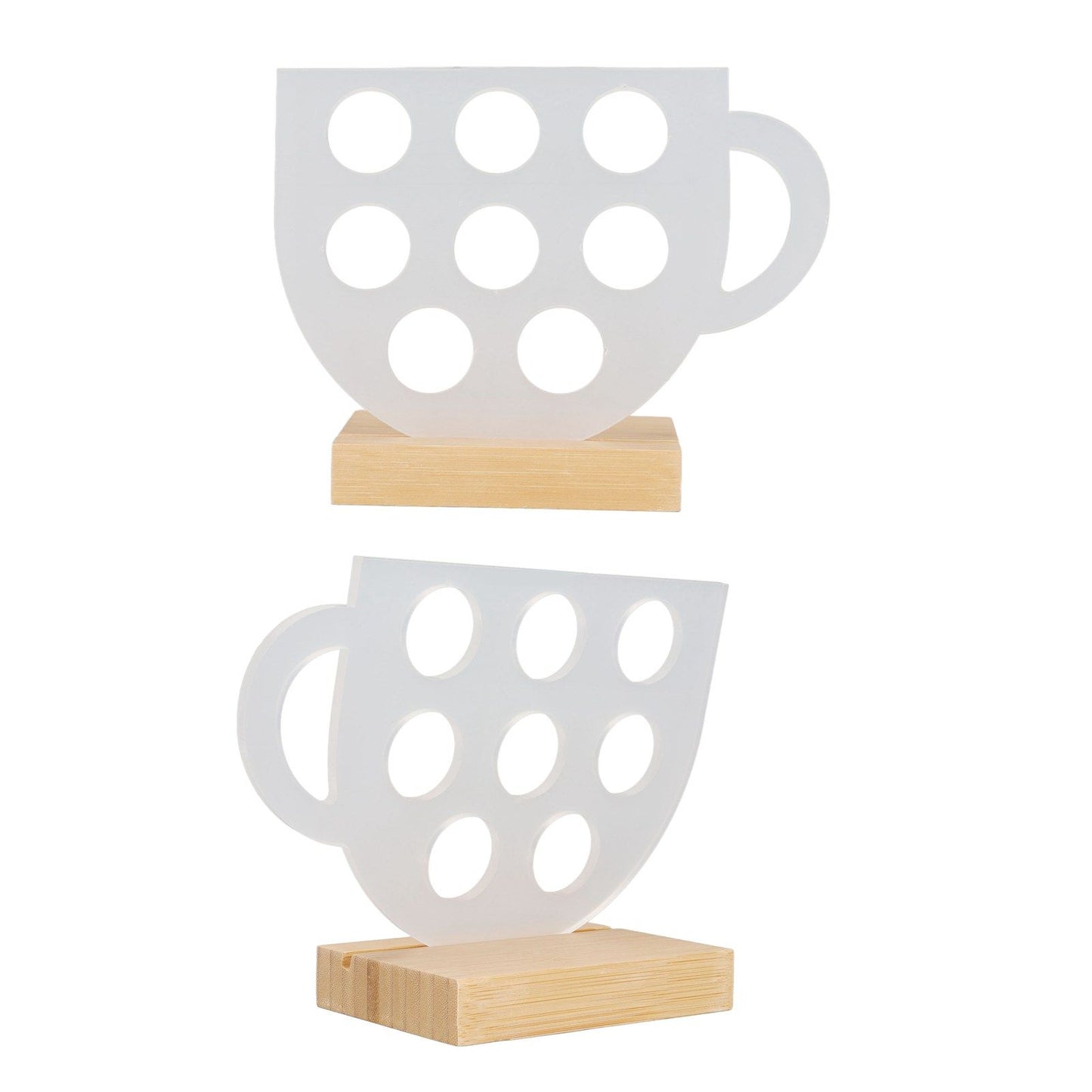 8 Holes Capsule Coffee Stand Cup Shape Acrylic Coffee Pods Storage Holder with Bamboo Base V1294-YM0523-3113220037611