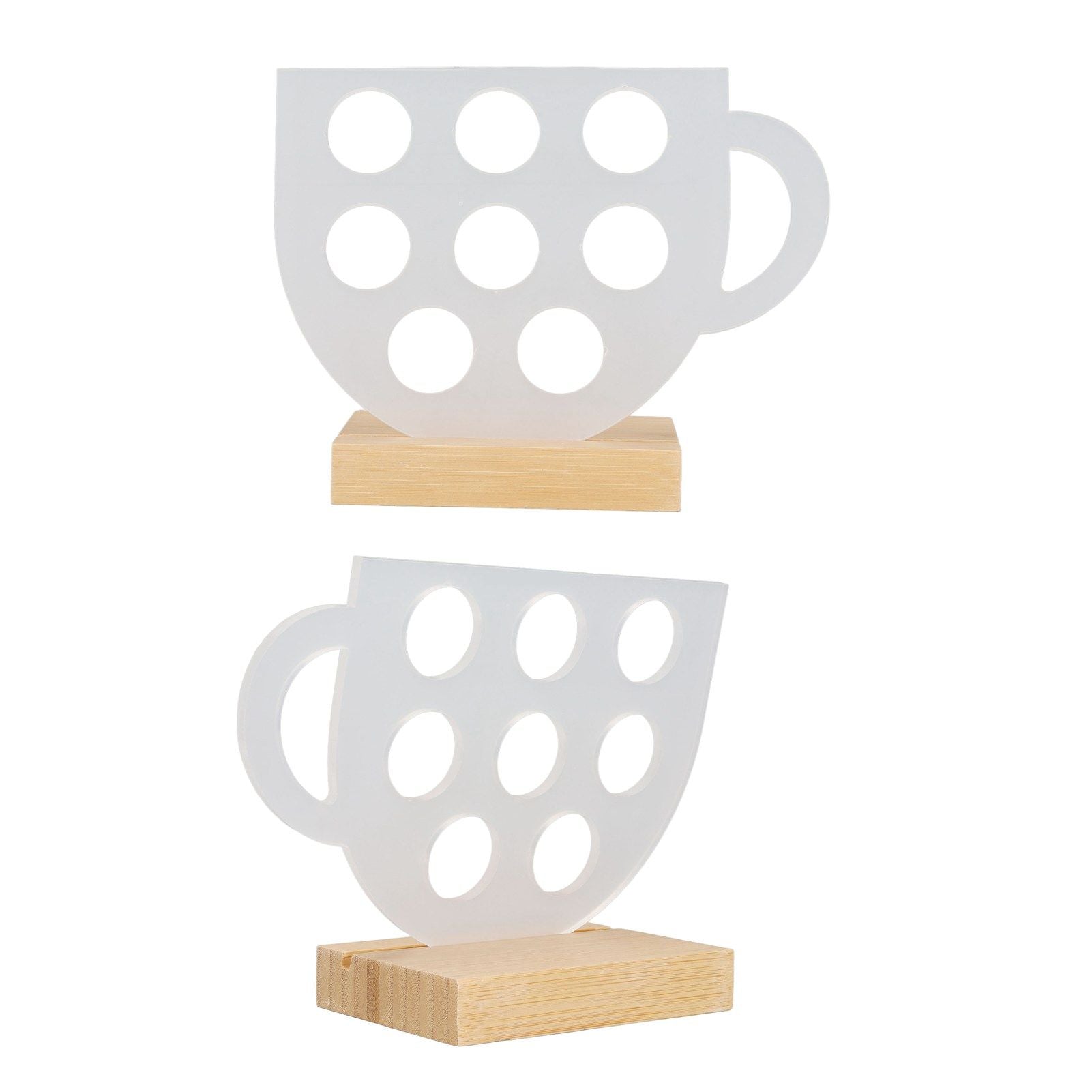 8 Holes Capsule Coffee Stand Cup Shape Acrylic Coffee Pods Storage Holder with Bamboo Base V1294-YM0523-3113220037611