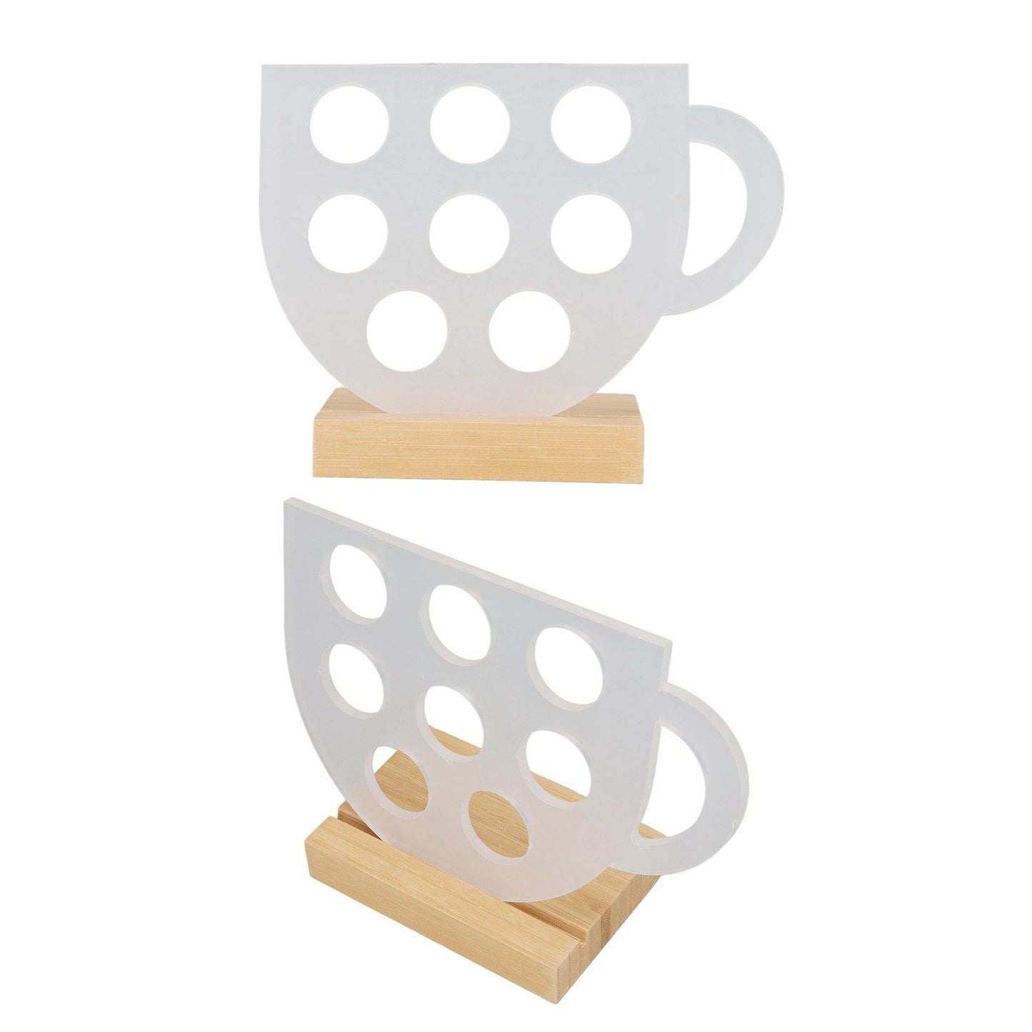 8 Holes Capsule Coffee Stand Cup Shape Acrylic Coffee Pods Storage Holder with Bamboo Base V1294-YM0523-3113220037611