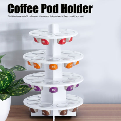 30 Holes Coffee Carousel Holder Coffee Pod Organizer Storage Rack Acrylic Modern Design for Home Office V1294-YM0523-3113220037711