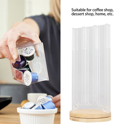 Coffee Capsule Holder Acrylic Bamboo Wood 48 Holes Rotatable Pod Rack Stand for Home V1294-YM0523-3113220037911