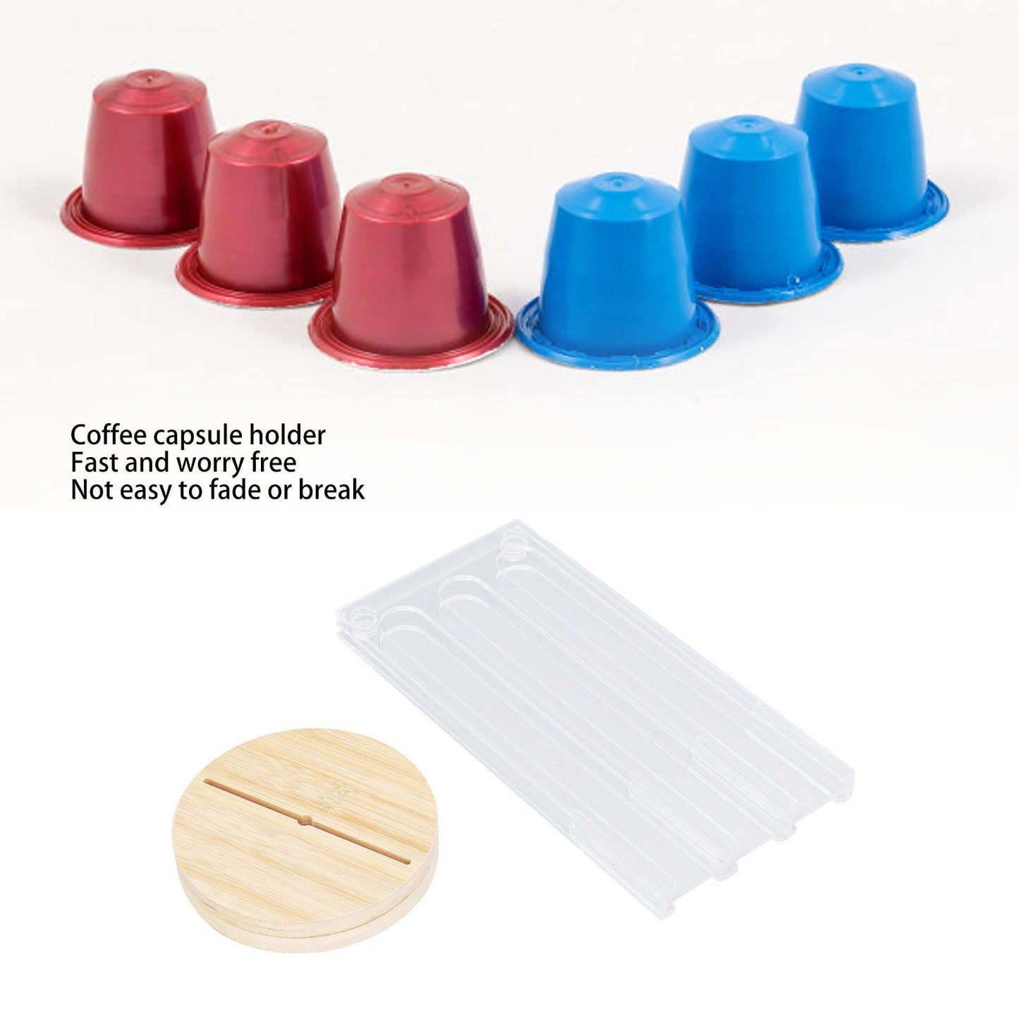 Coffee Capsule Holder Acrylic Bamboo Wood 48 Holes Rotatable Pod Rack Stand for Home V1294-YM0523-3113220037911
