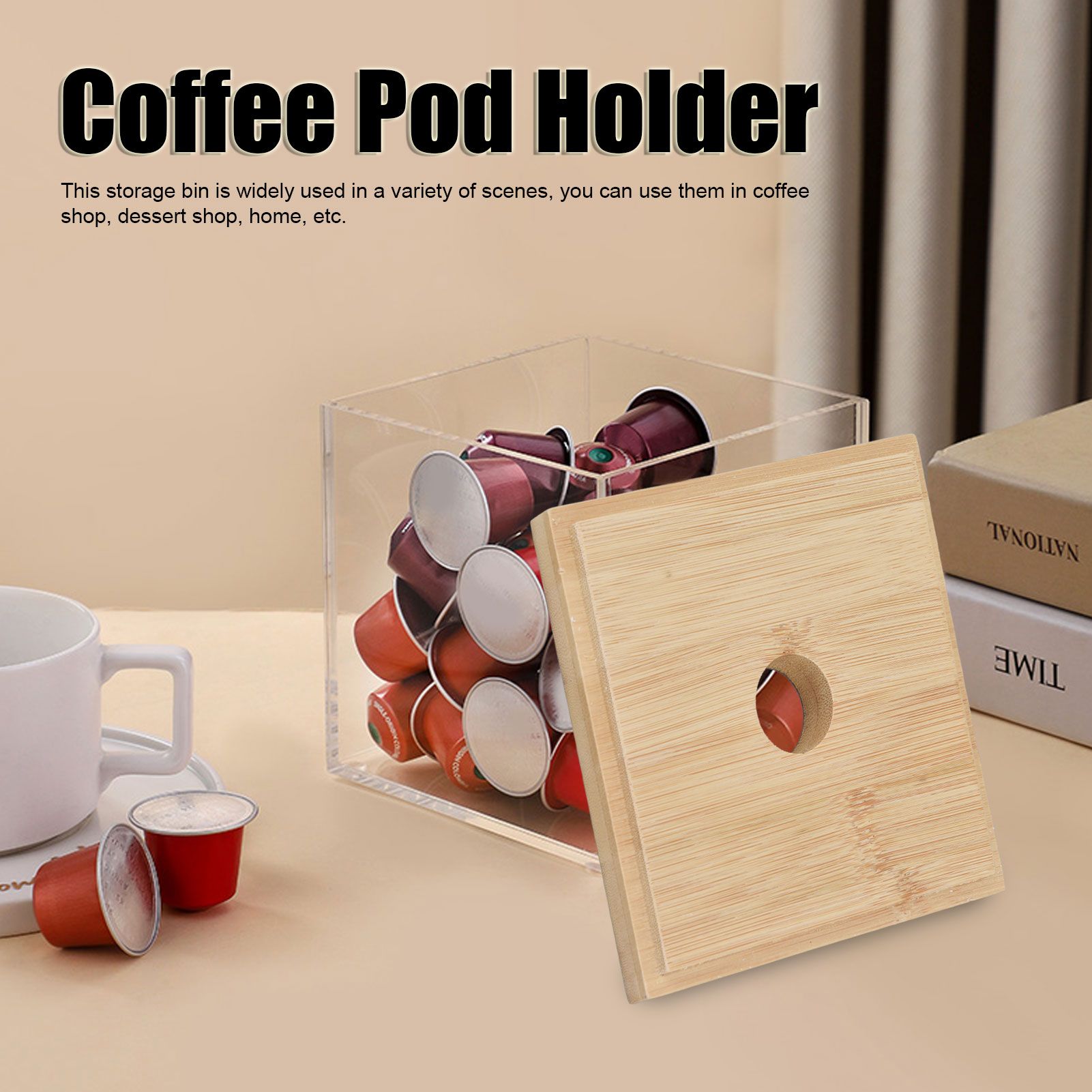 Clear Acrylic Coffee Capsule Holder Box with Lid Storage Box for Coffee Shop for Home V1294-YM0523-3113220038111