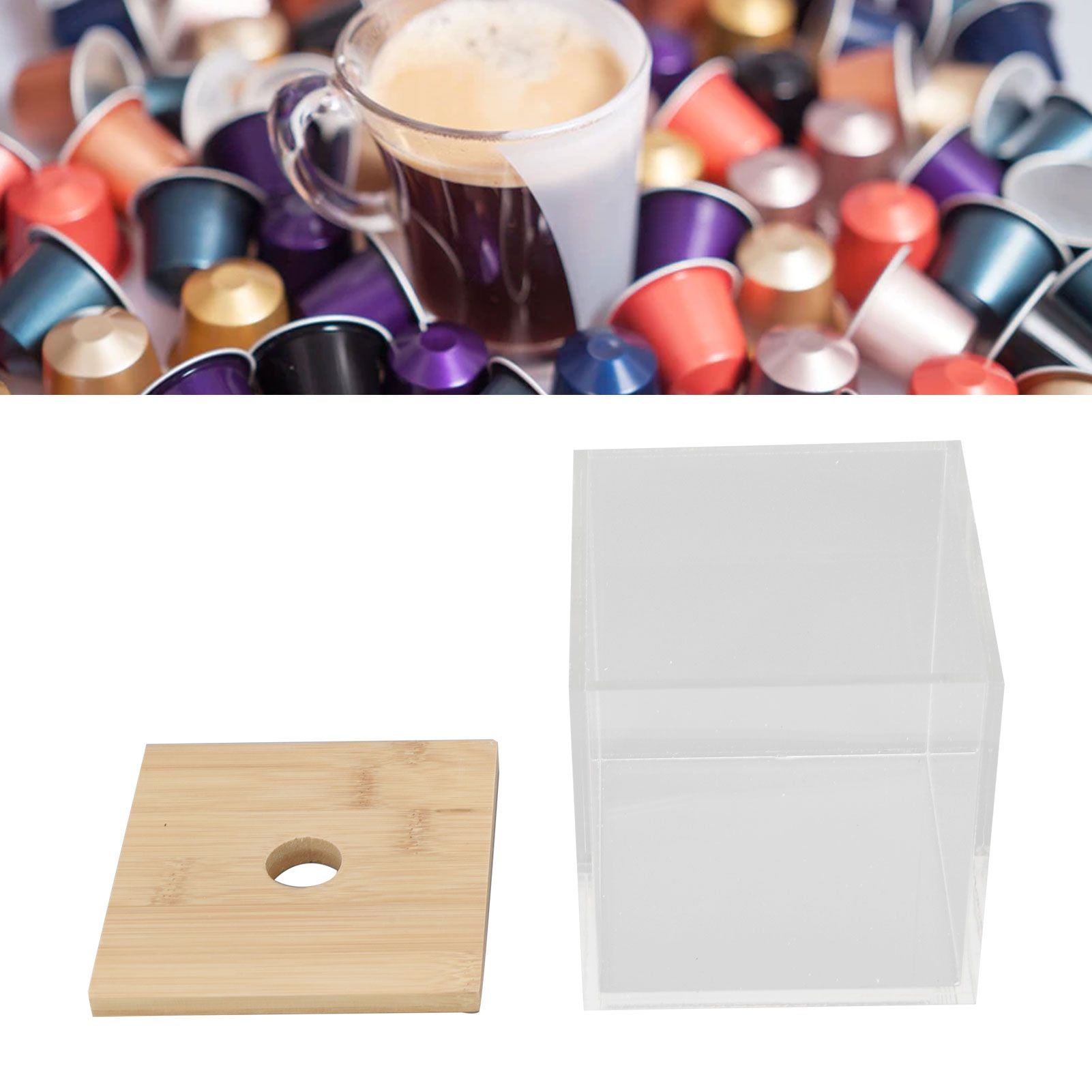 Clear Acrylic Coffee Capsule Holder Box with Lid Storage Box for Coffee Shop for Home V1294-YM0523-3113220038111