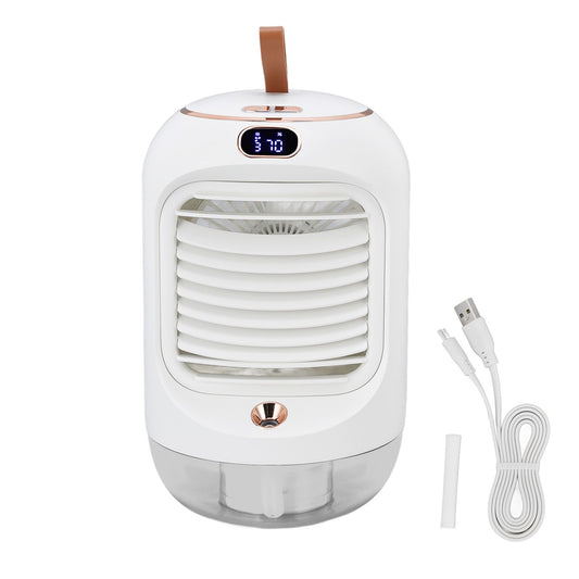 Mini Air Conditioner Humidifier Aromather 3 Gears 5 Blades USB Charging Night Light Water Cooling Fan White V1294-YM0523-3113220038611